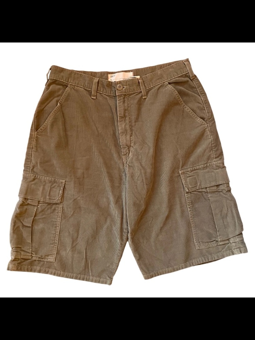 Levi's Cargo Shorts Mens 34 Corduroy Brown Green 11" Inseam Y2K Skater Pockets